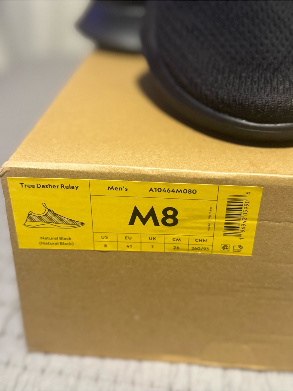 Allbirds Tree Dasher Relay, Natural Black, Men's 8, New in Box - Picture 8 of 8